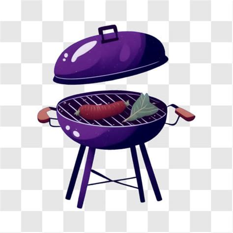 Download Purple Grill With Flames And Assorted Meats And Vegetables Png