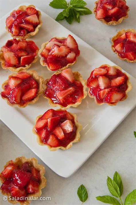 Mini Strawberry Tarts With A Homemade Shortbread Crust