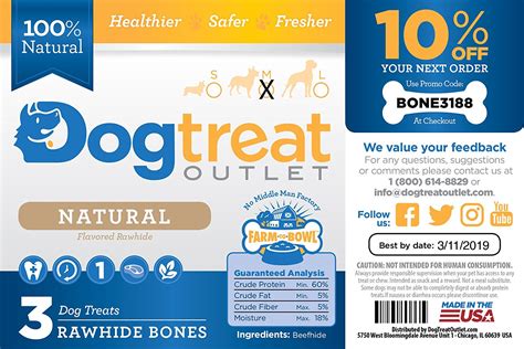 Dog rawhide bones Bulk pack of 3 natural rawhide protein treats knot ...