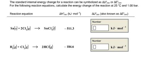 Oneclass Please Help The Standard Internal Energy Change For A