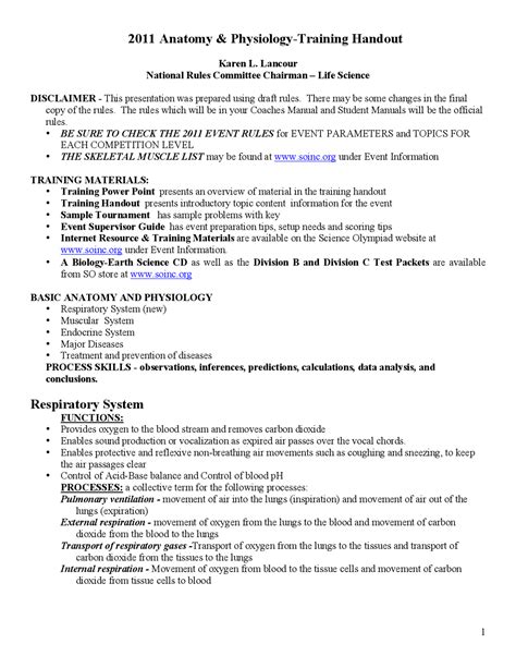 Science Olympiad Anatomy And Physiology Cheat Sheet at Jasmine Sani blog