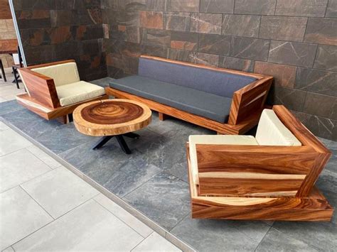 Juego De Sala En Parota Wooden Sofa Set Designs Craftsman Style