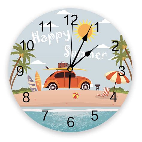 Spiaggia Di Surf Palme PVC Da Parete Orologio Da P Grandado