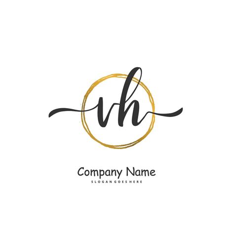 Vh Initial Handwriting And Signature Logo Design With Circle Beautiful