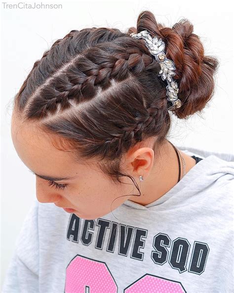 Braids And Hairstyles On Instagram “ballet Bun With Double French Braids