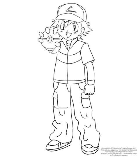 Pokemon Ash Coloring Pages Printable Sketch Coloring Page