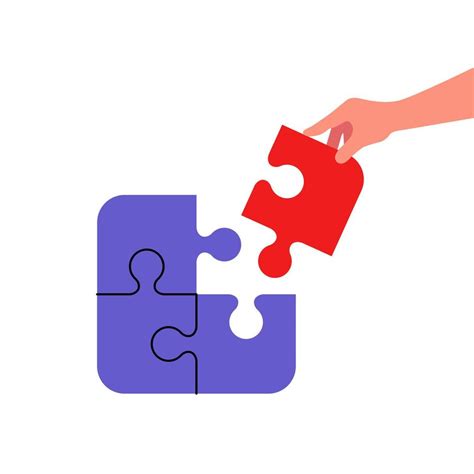 Concept teamwork metaphor hand with the missing piece of puzzle vector ...