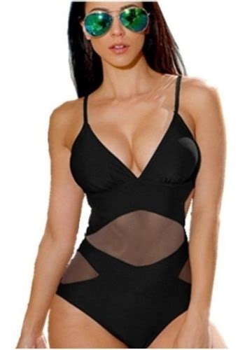 Traje De Baño Completo Mujer Monokini Bikini Transparencias 699 00