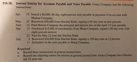 Solved Journal Entries For Accounts Payable And Notes