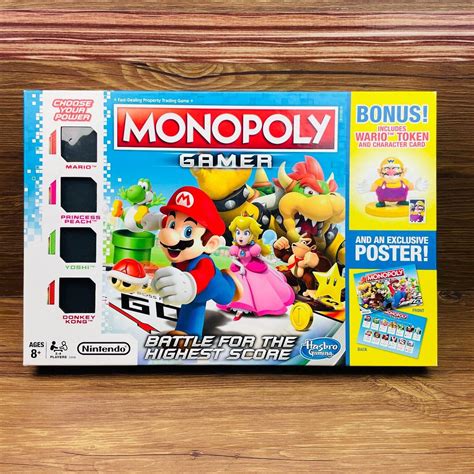 Monopoly Gamer Super Mario Bros Board Game Complete W Poster Wario Hasbro 2017 4545661048