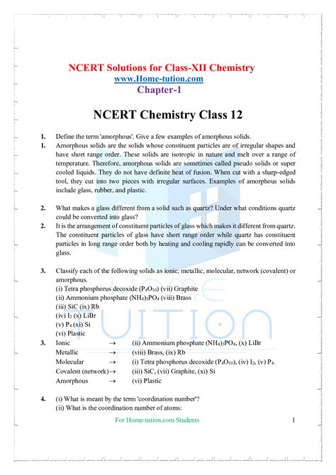 Ncert Solutions For Class 12 Chemistry Chapter 1 The Solid State