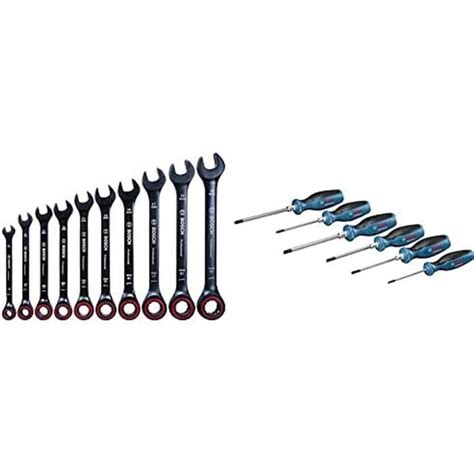 Bosch Professional 1600A016BU Set De 10 Cles Mixtes A Cliquet 8 19 Mm