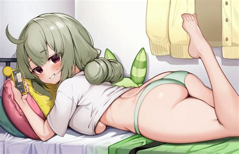 Rule 34 Araga Kiwi Barefoot Bedroom Blush Cellphone Feet Feet Up Grin Holding Object Holding