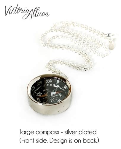 Working Compass Necklace With Vintage Map And Emerson Or Personalized