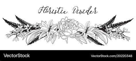 Delicate Floral Text Divider Flower Design Vector Image