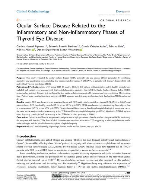 Pdf Ocular Surface Disease Related To The Inflammatory And Non