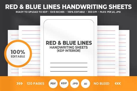 Red and Blue Lines Handwriting Sheets Graphic by PKDesign · Creative ...