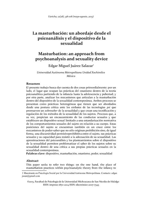 La Masturbaci N Un Abordaje Desde El Psicoan Lisis Y El Dispositivo