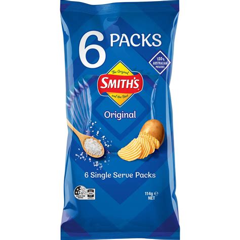 Smiths Crinkle Cut Potato Chips Multipack Original 6 Pack Woolworths