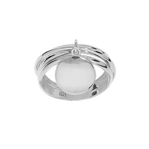 Bague En Argent Rhodi Multi Anneaux Avec Pampille Lisse Graver