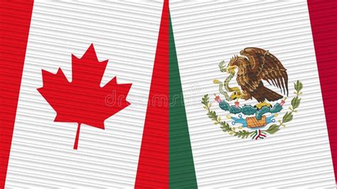 México Y Canadá Dos Banderas Juntas Stock de ilustración Ilustración