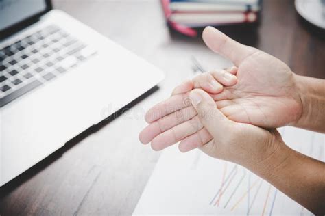 Arthritis Person, Finger Woman Ache from Working in Office. Concept Office Syndrome Hand Pain ...