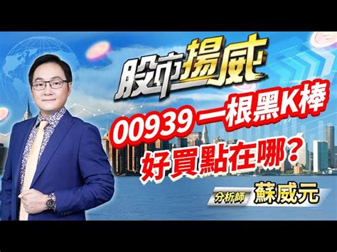 中視【股市揚威】20240321 蘇威元：00939 一根黑k棒 好買點在哪？ 中視 中視新聞 蘇威元 股市揚威 摩爾證券投資顧問