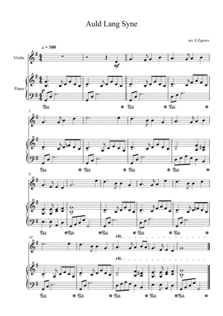 Auld Lang Syne For Violin Piano By Eugene Egorov Sheet Music For