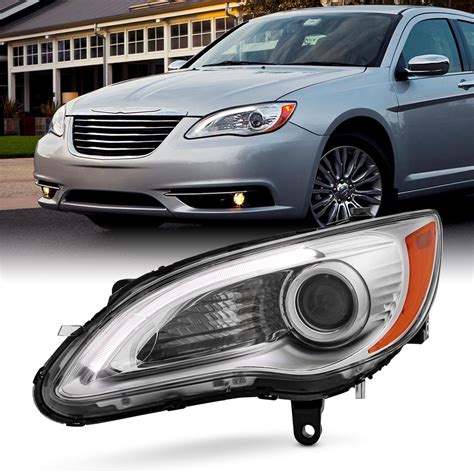 Akkon Fit 2011 2014 Chrysler 200 Halogen Type Projector Chrome Headlight