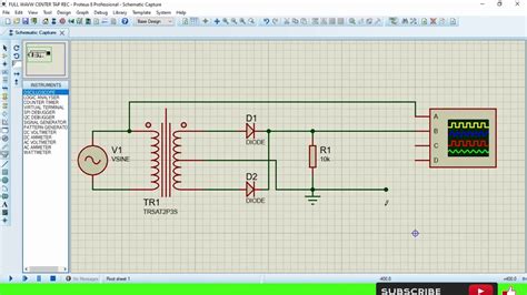 Full Wave Center Tap Rectifier In Proteus Proteus Tutorial For Beginners In Hindi Youtube