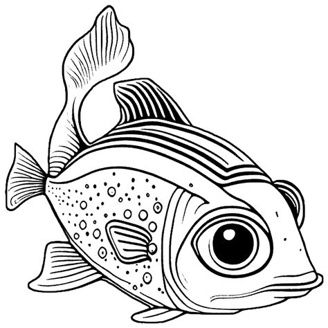 Cute Yellowtail Fish Coloring Page · Creative Fabrica