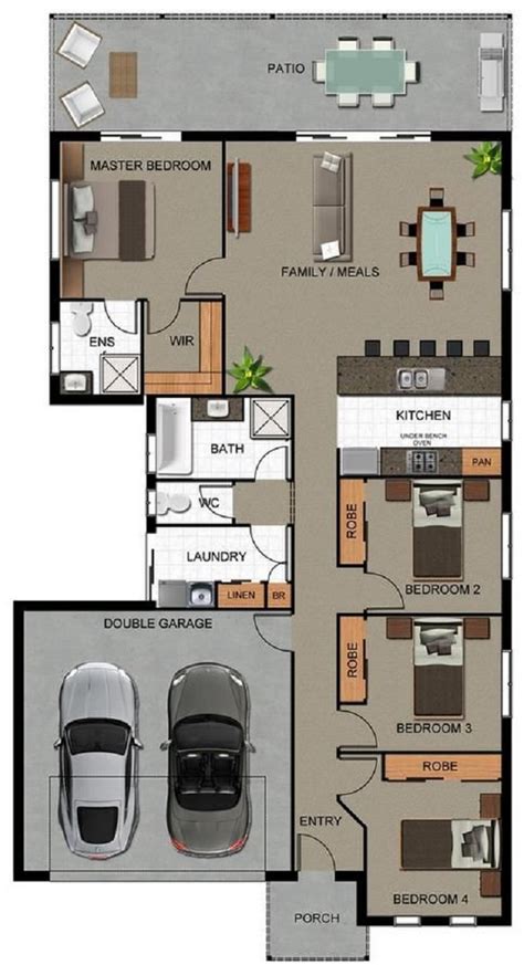 PLANO DE CASA CON GARAJE Y CUATRO DORMITORIOS PLANOS DE CASAS GRATIS