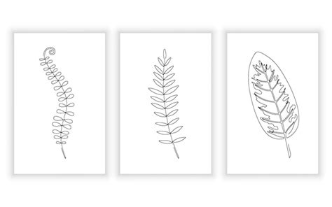 Premium Vector Continuous Line Art Tropical Leaves Concept Element