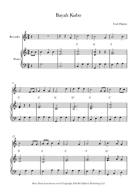 Bahay Kubo Piano Sheet