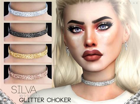 The Sims Resource Silva Glitter Choker By Pralinesims • Sims 4 Downloads