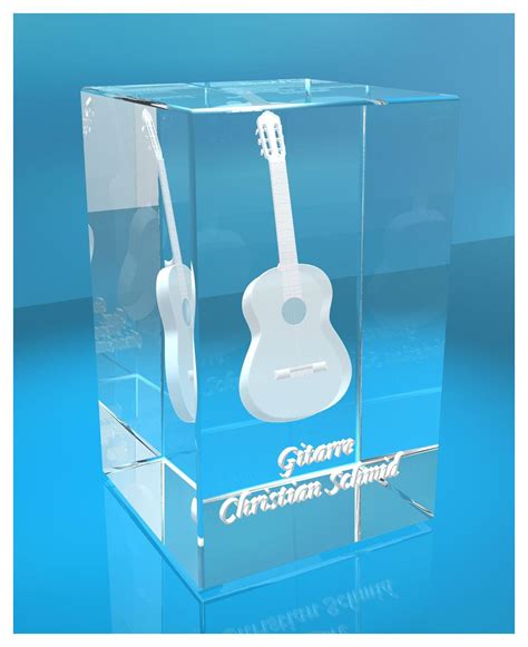 3D Glasquader Gitarre No 5 mit Wunschnamen Geschenk für Gitarrist