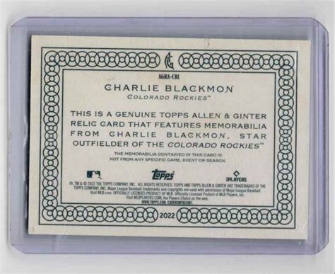 Topps Allen Ginter Charlie Blackmon Jersey Colorado Rockies