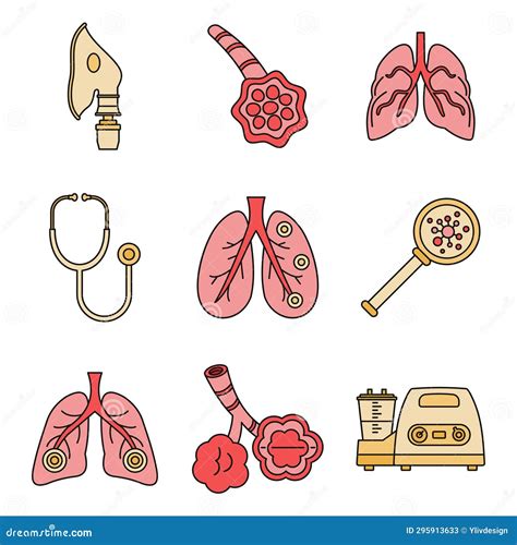 Pneumonia Disease Icon Set Vector Color Royalty Free Stock Photography