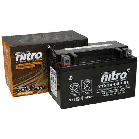 Accu Nitro YTX7A BS Gel 12V 6AH Onderhoudsvrij