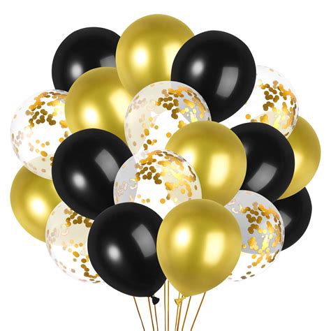 Buy Gagaku Black And Gold Confetti Balloons Pack Inches Latex