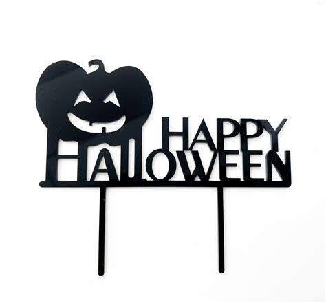 Happy Halloween Acrylic Black Cake Topper Top Party Supplies Hoppers