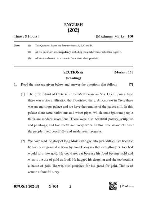 Nios 2022 English Question Paper For Class 10