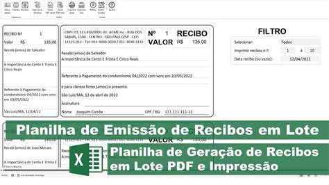 Planilha De Emissão De Recibos Em Lote Excel Youtube