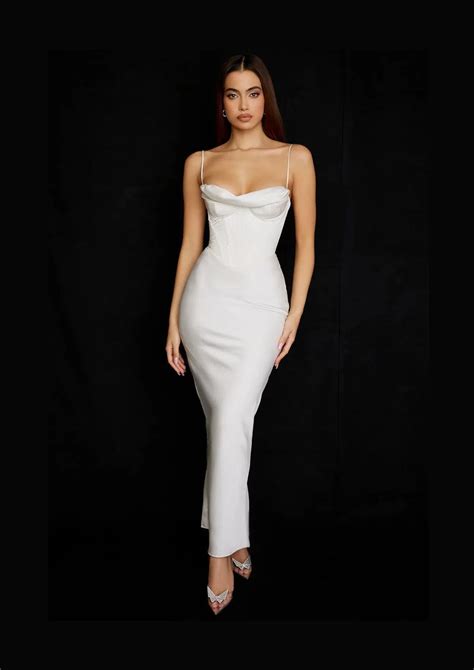 House Of CB Charmaine Corset Maxi Dress Ivory Size AU 8 The Volte