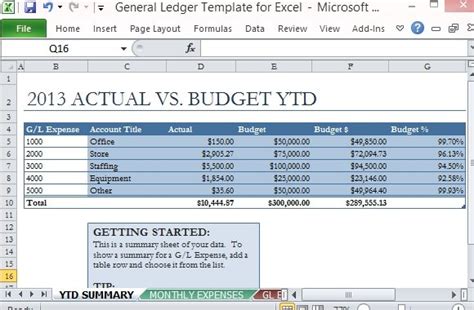 General Ledger Template For Excel