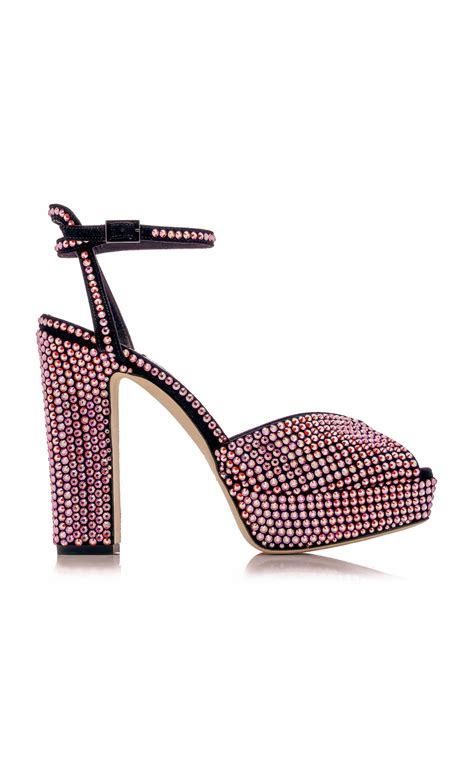 Jimmy Choo Sacaria Crystal Embellished Suede Platform Sandals In Pink