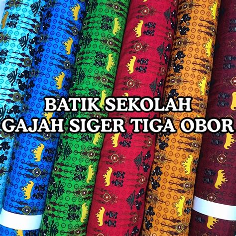 Jual Kain Batik Sekolah Gajah Siger Tiga Obor Bahan Bsy Meteran