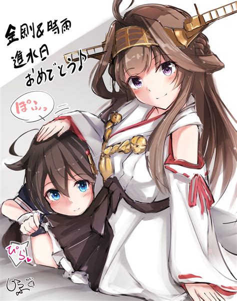 金剛艦これ 時雨艦これ 「こんしぐれーしょん♪ 金剛、時雨進水日おめでとう 金剛生誕祭2022 」じらふまんぼうのイラスト