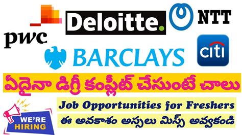 Jobs For Freshers In 2023 In Telugu PWC Deloitte NTT CITI