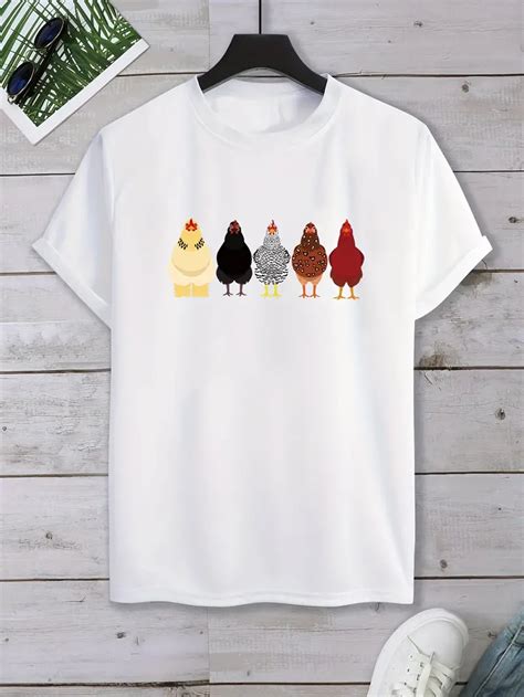 T Shirt À Imprimé Graphique Poulet Anime Hommes Temu France